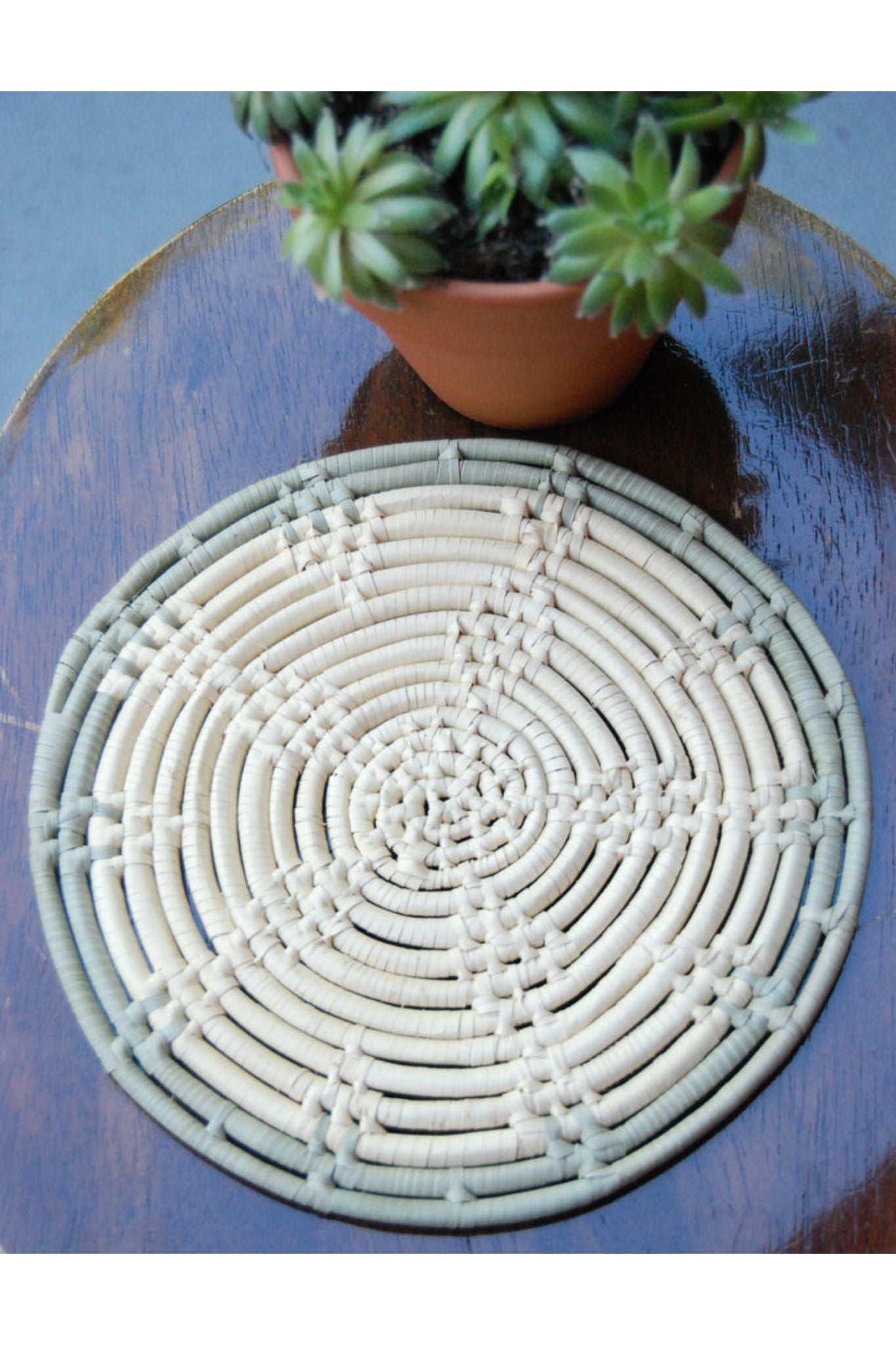 Round 8 inch Trivet with Sage Trim