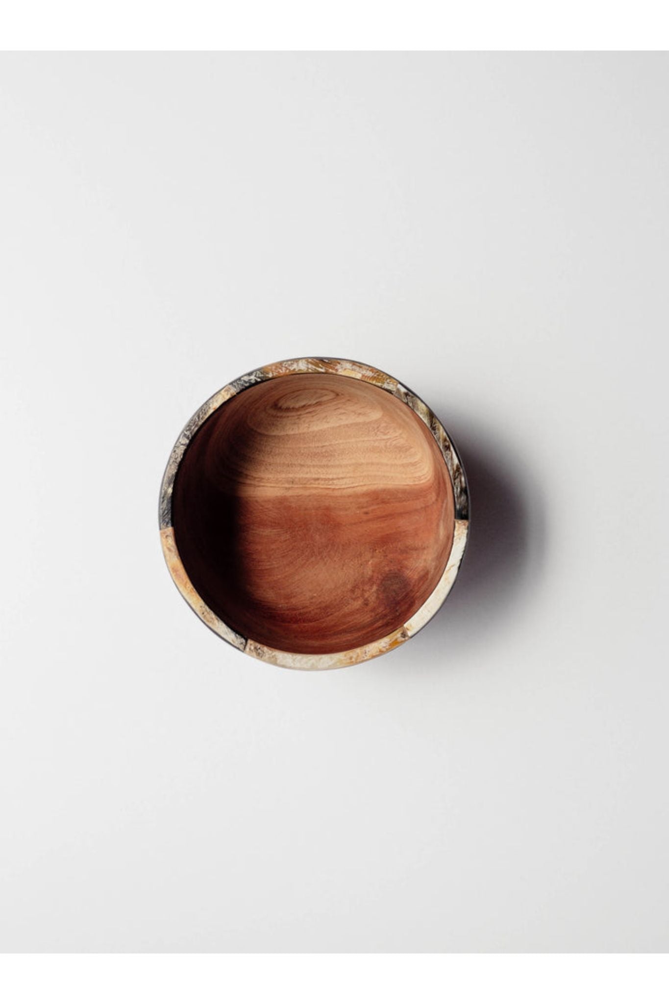 Wooden Bowl with Horn Rim