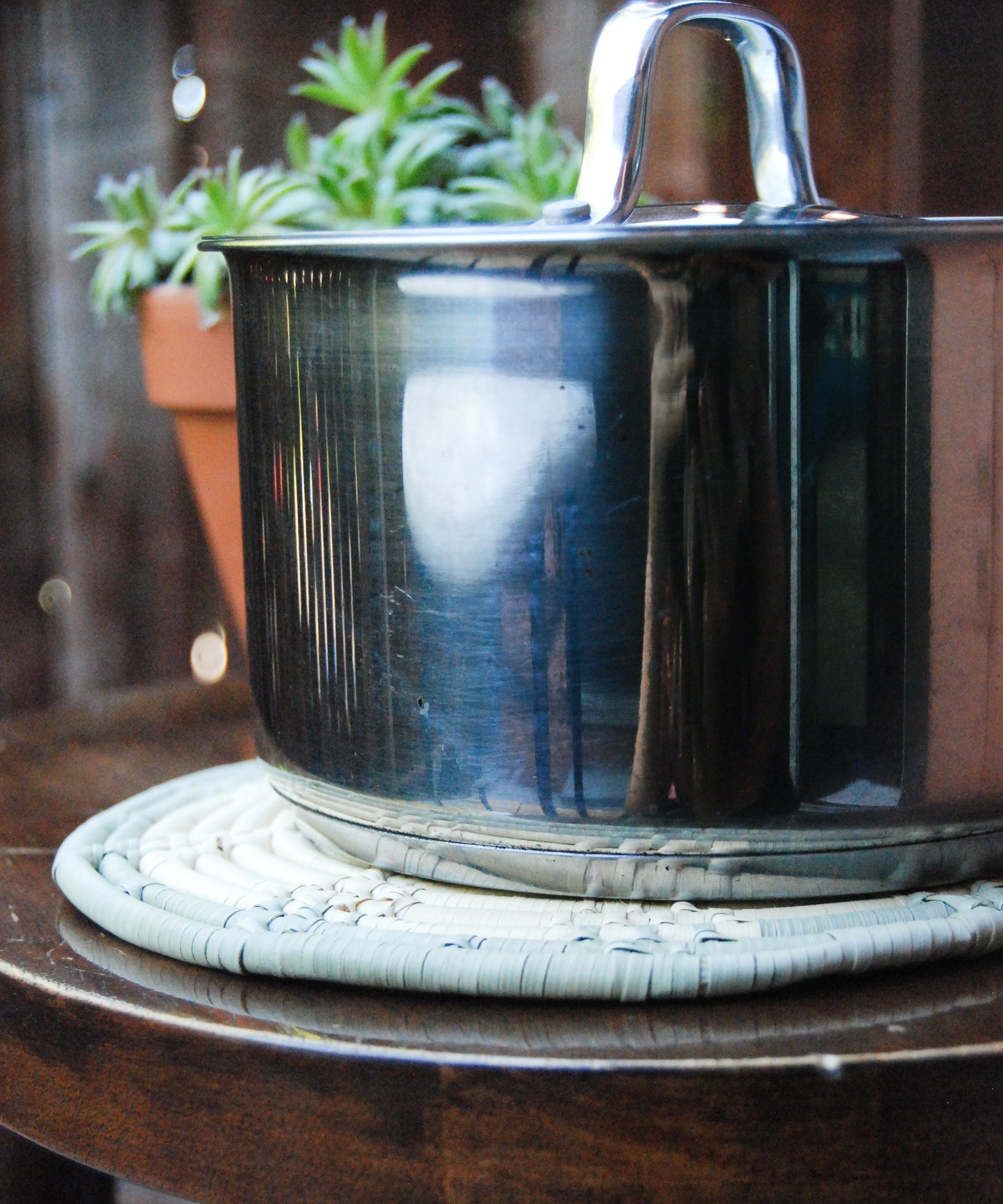 Round 8 inch Trivet with Sage Trim