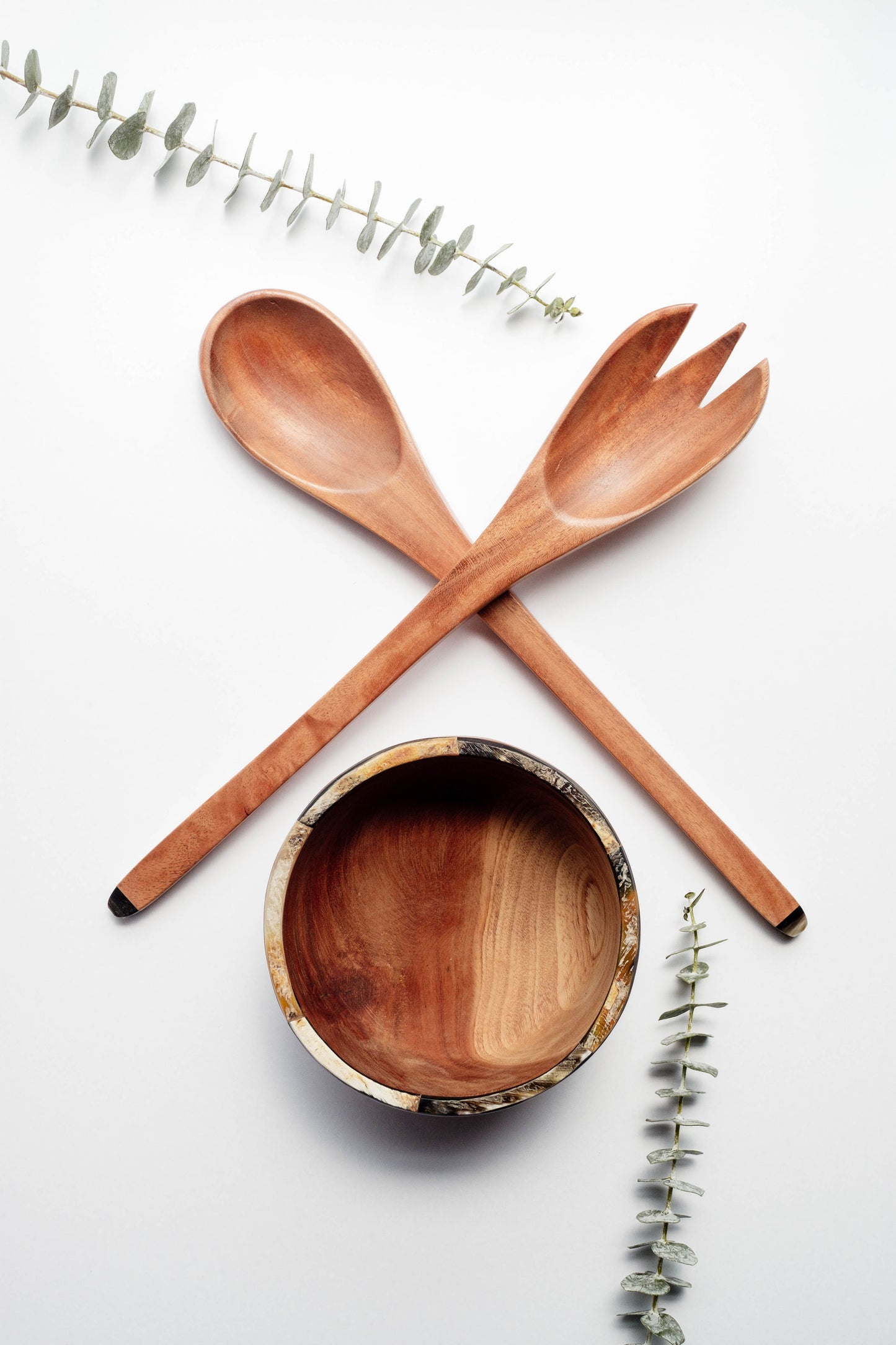 Wooden Bowl with Horn Rim